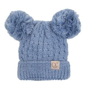 C.C Kids Thick Solid Color Double Pom Beanie